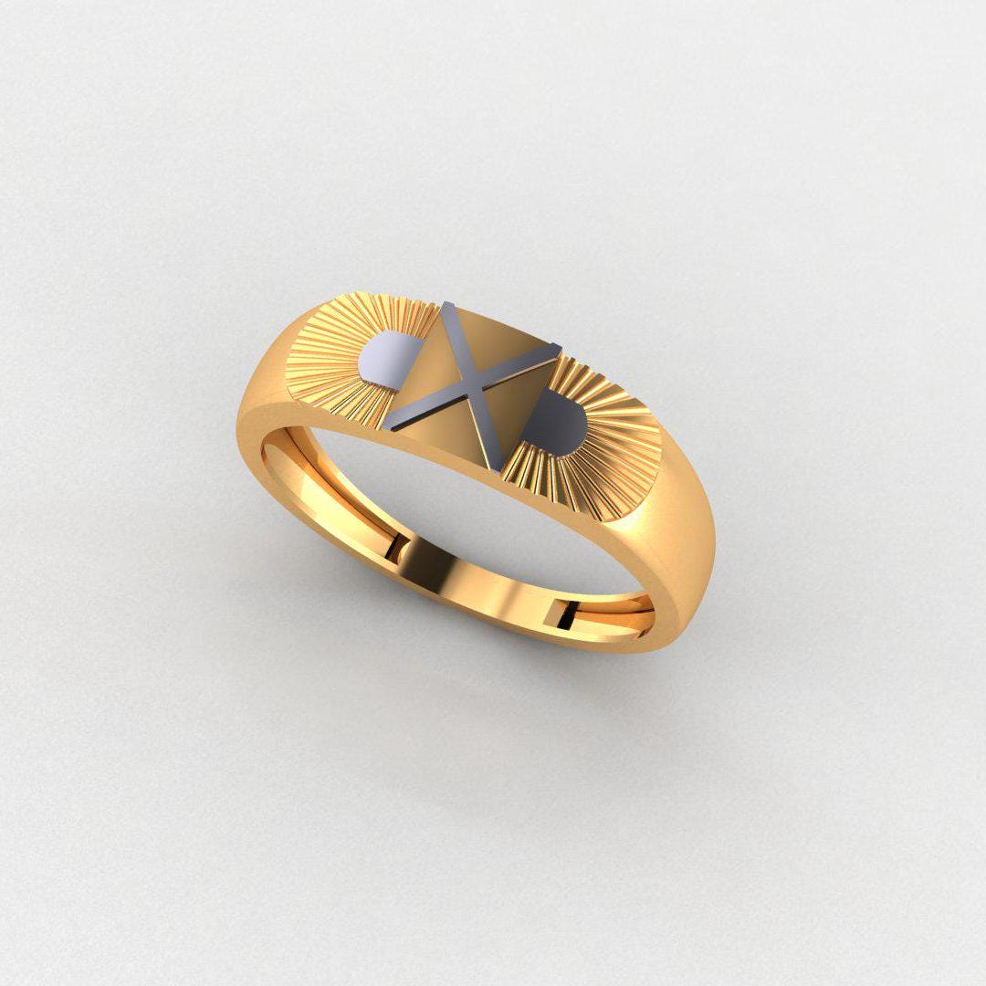 925 Sterling Silver Men's Ring, 14K Yellow & White Gold Plated, Durable, Diamond-Free, Gift for Him, Comfort Fit Band, High Polish