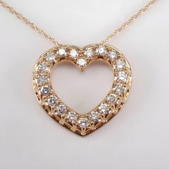 0.50 Ct Round Cut Moissanite Open Heart Pendant 14K Yellow Gold Plated Free Chain | Hip Hop Jewelry | Ideal Birthday Gift