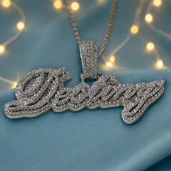 Real Moissanite Pendant| 3ctw Men's Customisable "NAME Pendant"| Custom Charm| Hip Hop Pendant | Moissanite Pendant| Birthday Gift