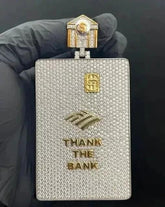 4.00 Ct Round Cut Moissanite Credit Card Pendant 14K Yellow Gold Plated Silver