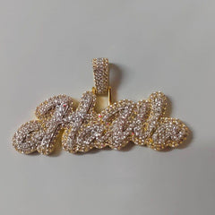 Custom Moissanite Name Pendant, Gold Plated,2.30 ct Moissanite, Sterling Silver, Personalized Jewelry Gift for Men & Women, Gift for Her