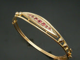 Vintage Antique 14k Rose Gold Over Bracelet Bangle Lab-Created Ruby 2.20Ct