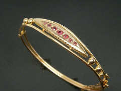 Vintage Antique 14k Rose Gold Over Bracelet Bangle Lab-Created Ruby 2.20Ct