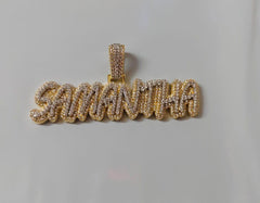 Custom Moissanite Name Pendant - Gold Plated Silver, 3ct Iced-Out Moissanite, Personalized Gift for Men & Women, Gift for Her and Him