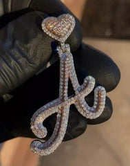 2.30Ct Round Cut Real Moissanite Customize Initial Pendant 14K White Gold Plated| Hip Hop Pendant | Moissanite Pendant| Birthday Gift