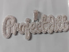 Custom Moissanite Name Pendant, 14K White Gold Plated, 3.00ct VVS Moissanite, Sterling Silver, Personalized Jewelry Gift for Men & Women