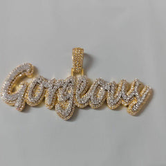 Moissanite Name Necklace, 3ct Real Moissanite, Sterling Silver, Custom Name Pendant, Gift for Him, Birthday, Anniversary, Gift for Her