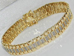 12Ct Round Cut Lab Created Diamond Tennis Bracelet 14K Yellow Gold Finish
