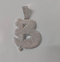 3Ct Real Moissanite Customisable Letter "D" Pendant Necklace in 14K Yellow Gold Plating, Silver 925, Height with Bale 2.5 inch, Red Outline