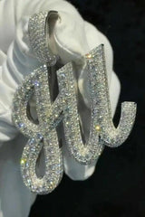 2.20 Ct Round Cut Real Moissanite Customized Name Pendant 14K White Gold Plated Ideal Birthday Gift No Chain