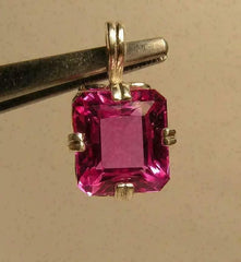 2.0 Ct Ascher Cut Pink Sapphire Solitaire Pendant 14K Yellow Gold Plated Free Chain Birthday Gifts