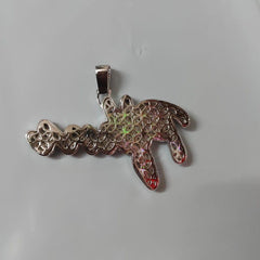 Custom Moissanite Name Pendant, 14K White Gold Plated, 3.00ct Moissanite, Sterling Silver, Personalized Jewelry Gift for Men & Women