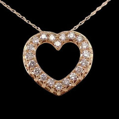 0.50 Ct Round Cut Moissanite Open Heart Pendant 14K Yellow Gold Plated Free Chain | Hip Hop Jewelry | Ideal Birthday Gift