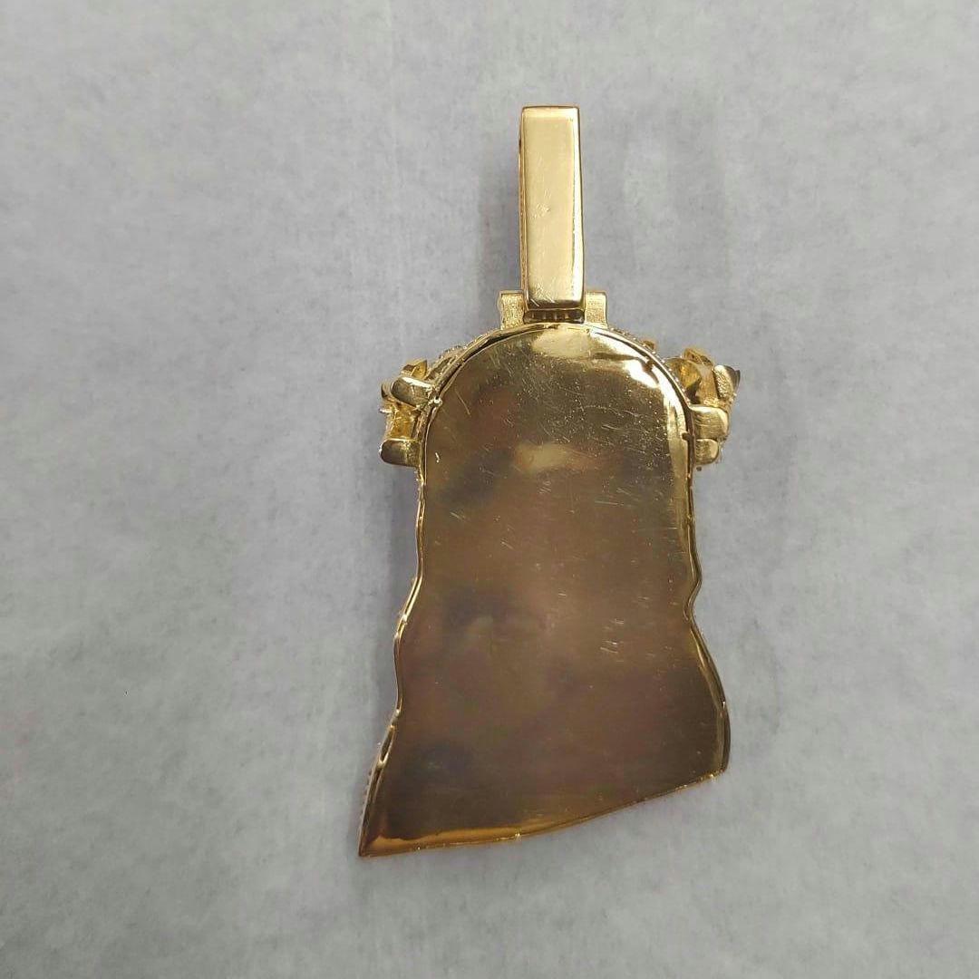 JUSUS FACE Pendant Pendant, 14k Yellow Gold Plated-Sterling Silver with Moissanite, Personalized Gift for Anniversary, Birthday, Christmas