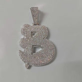 3Ct Real Moissanite Customisable Letter "D" Pendant Necklace in 14K Yellow Gold Plating, Silver 925, Height with Bale 2.5 inch, Red Outline