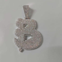 3Ct Real Moissanite Customisable Letter "D" Pendant Necklace in 14K Yellow Gold Plating, Silver 925, Height with Bale 2.5 inch, Red Outline