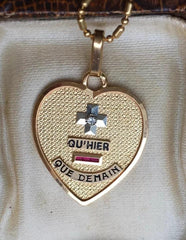 1Ct Lab Created Ruby / Diamond Qu’hier que demain Pendant 14K Yellow Gold Finish