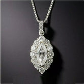 3.0 Carat Marquise Cut VVS1 Diamond Halo Pendant Necklace 14K White Gold Finish Hip Hop Jewelry | Ideal Birthday Gift
