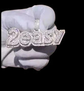 2.00 Ct Round Cut Lab-Created Moissanite Customize Name Pendant White Gold Plated Birthday Gifts No Chain