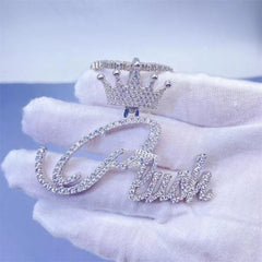 Custom Genuine Moissanite Name Men's Pendant 14k White Gold Plated Silver Birthday Gift