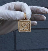 Custom 2Ct Round Cut Real Moissanite Initial "L" Pendant 14K Yellow Gold Plated