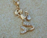 1Ct Real Moissanite Women's Mermaid Pendant Necklace 14K Yellow Gold Finish