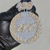 5.0 Ct Real Moissanite Round Men's Customize Name Pendant 14K Two-Tone Gold Plated Ideal Birthday Gift