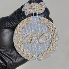 5.0 Ct Real Moissanite Round Men's Customize Name Pendant 14K Two-Tone Gold Plated Ideal Birthday Gift