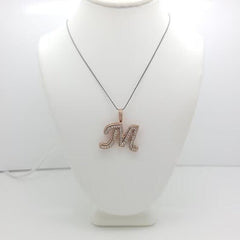2.0 Ct Round Cut Moissanite Custom Letter M Initial Pendant 14k Yellow Gold Plated Birthday Gifts No Chain