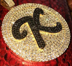 Real Moissanite 2.90 Ct Round Initial Letter _K_ Pendant 14k Yellow Gold Plated |No Chain