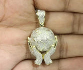 2.50Ct Round Cut Moissanite Men's World Globe Map Pendant 14K Yellow Gold Plated