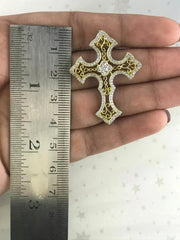 1.20 Ct Round Cut Lab Created Diamond Cross Pendant 14K Yellow Gold Plated Silver Hip Hop Jewelry | Ideal Birthday Gift