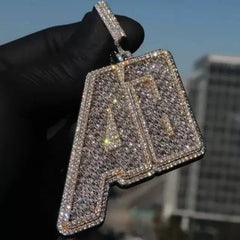 4.0 Ct Baguette Cut Real Moissanite Custom Letter Pendant 925 Sterling Silver Ideal Birthday Gift No Chain