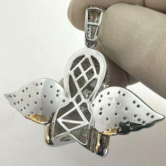 1CT Round Real Moissanite Angel Charm Love Pendant in 14K White Gold Silver Plated - A Symbol of Elegance and Affection, Moissanite jewelry