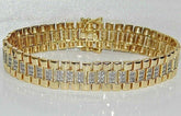 12Ct Round Cut Lab Created Diamond Tennis Bracelet 14K Yellow Gold Finish