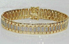 12Ct Round Cut Lab Created Diamond Tennis Bracelet 14K Yellow Gold Finish