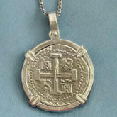 Solid Silver ATOCHA Coin Pendant | Authentic Treasure Jewelry | 952 Silver with Gold Plating | Historical Coin | Nautical | Pirate Coin
