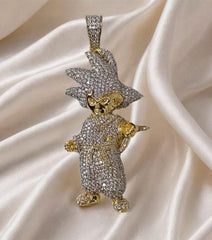 14K Yellow Gold-Plated Son Goku Pendant | Real Moissanite Dragon Ball Z Necklace | Super Saiyan Jewelry | Anime Fan Gift | Goku Charm