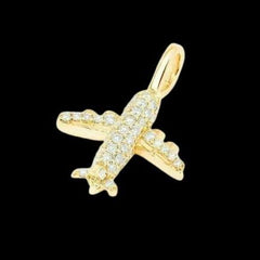1.02 CT Round Lab-Created Diamond Airplane Shape Pendant With 14K Yellow Gold Plated Birthday gifts No Chain