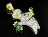 3Ct Round Cut Moissanite Men's Customized Cartoon Pendant 14K Yellow Gold Plated