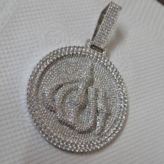 Real Moissanite Pendant| 4ctw Men's Customizable "ALLAH" Pendant| Custom Charm| Hip Hop Pendant | Moissanite Pendant| Birthday Gift. Silver