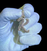 Real Moissanite 2.0 Ct Round Cut Customize Letter Pendant 14K Yellow Gold Plated Birthday Gifts No Chain