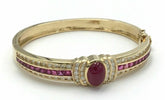 Ladies 14K Yellow Gold Finish Oval Cut Ruby Bangle Bracelet Estate 6.55Ct