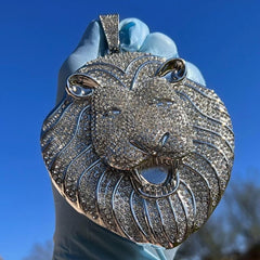 Bold 6CT Moissanite Lion Pendant for Men, 14K Yellow Gold-Plated, Statement Charm Necklace, Hip Hop Jewelry, Eye-Catching Gift for Him