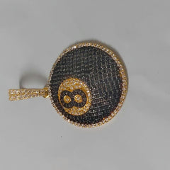 2.60 Ct Black Moissanite 8 Ball Billiards Pendant - 14K Yellow Gold Plated Chain, Perfect for Gift