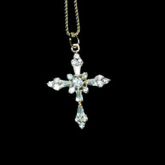2.20 Ct Baguette Cut Diamond Cross Pendant Necklace 14K Yellow Gold Plated Birthday gifts No Chain