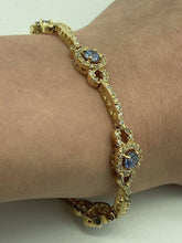 10Ct Round Cut Lab-Created Tanzanite Tennis Bracelet 14K Yellow Gold Plated
