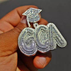 Men's 3.20 CT Baguette Real Moissanite Custom _GCA_ Letter Pendant 925 Silver Ideal Birthday Gift No Chain