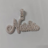 Custom Moissanite Name Pendant, 14K White Gold Plated, 1.8.00ct VVS Moissanite, Sterling Silver, Personalized Jewelry Gift for Men & Women