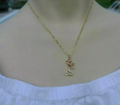 1Ct Real Moissanite Women's Mermaid Pendant Necklace 14K Yellow Gold Finish